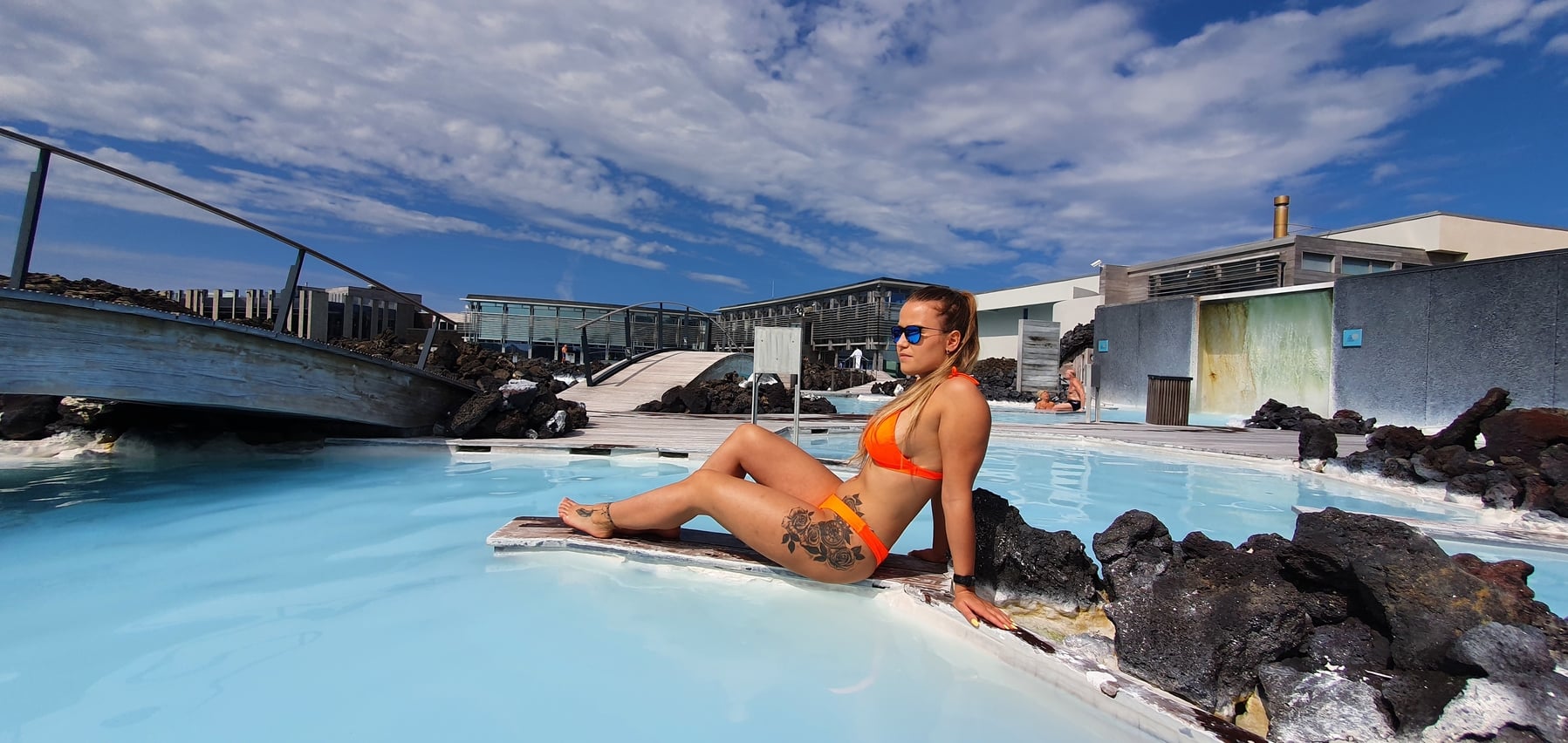 Photo showing the Blue Lagoon hot spring.